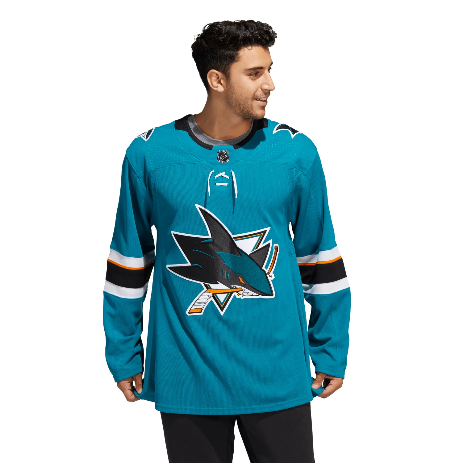 San Jose Sharks Home Adidas PrimeGreen Senior Jersey 2 San Jose Sharks Home Adidas PrimeGreen Senior Jersey - Image 2