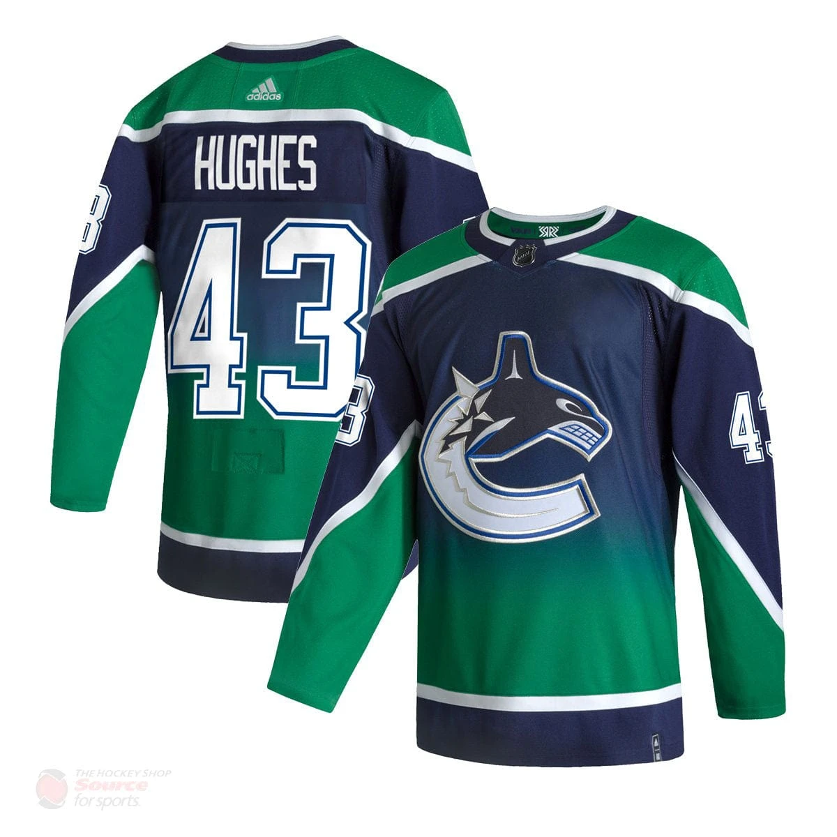 Vancouver Canucks Reverse Retro Adidas Authentic Senior Jersey - Quinn Hughes 1 Vancouver Canucks Reverse Retro Adidas Authentic Senior Jersey - Quinn Hughes